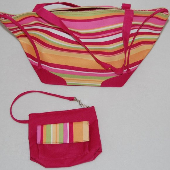 Lancome Canvas Tote with NEW Cosmetic Bag - Picture 1 of 9